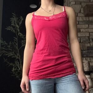 Deb size large hot pink lace cami
